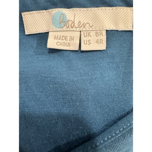 Blue Polka Dot Long Sleeve Midi Dress Wrap Style Tie Waist Casual - Picture 5 of 7